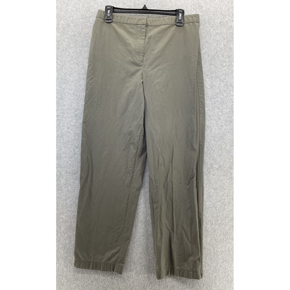 LOFT Ann Taylor Taupe Zipper Pants Size 12 Ankle Zip Straight Leg Nylon Cotton